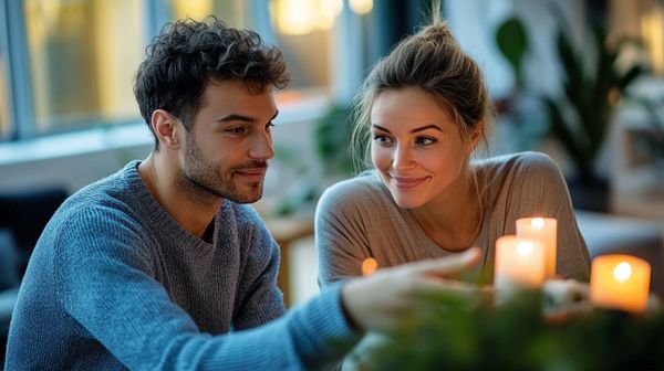 Couple sharing a warm moment together, representing the connection rebuilt through couples counseling